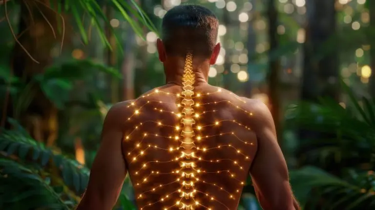 Homme avec des lumières dans le dos